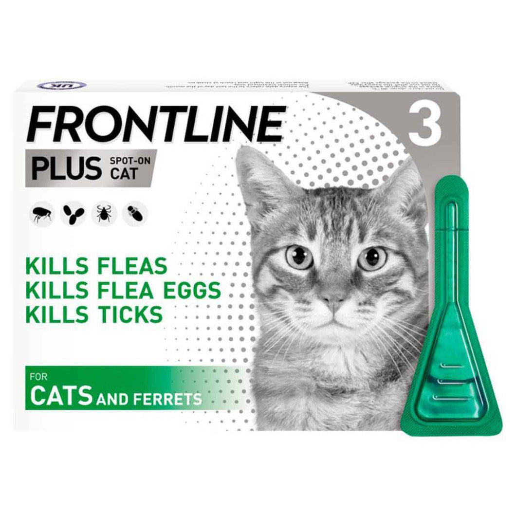 【外國正貨】FRONTLINE Plus 貓用殺蚤除牛蜱滴頸劑 3支裝